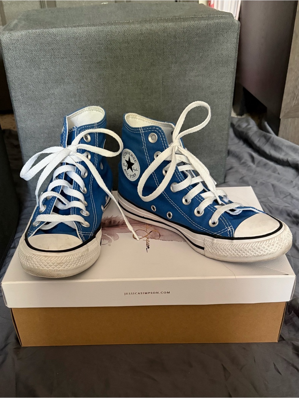 Converse High Top Sneakers in Royal Blue with White Accents